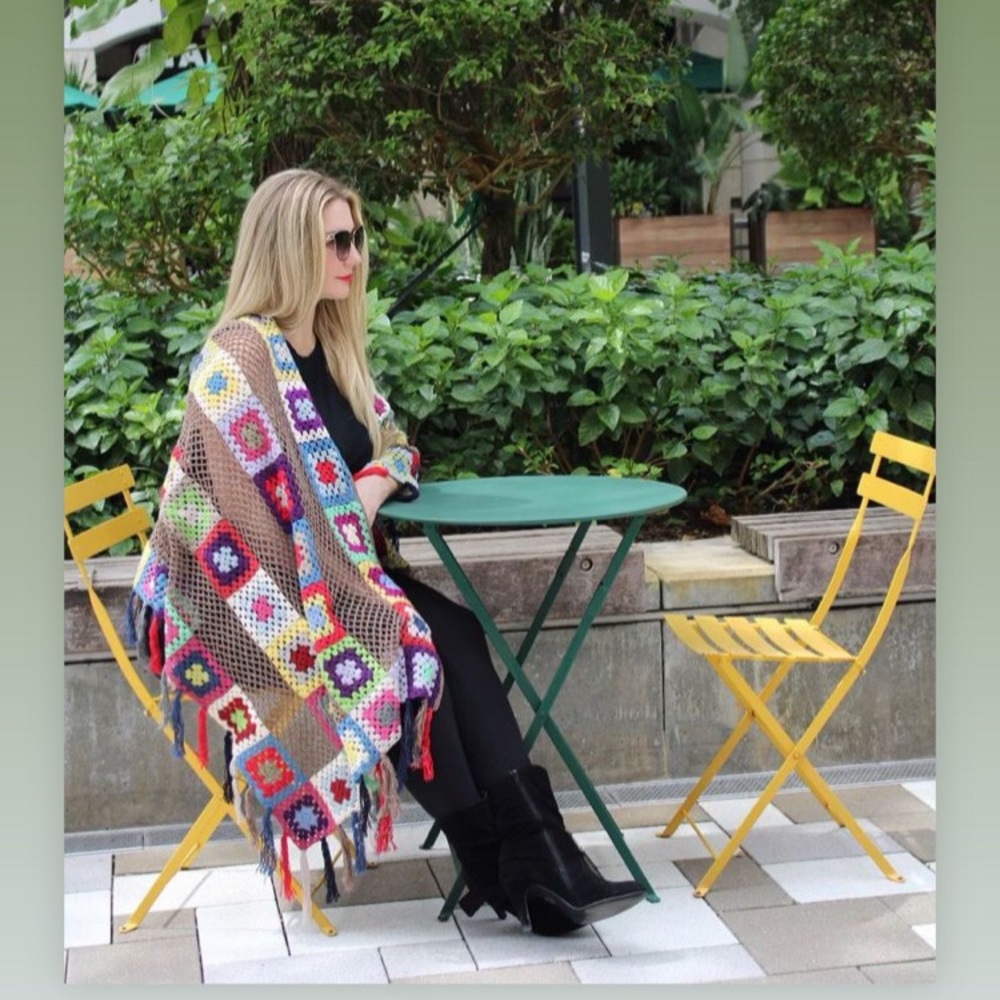 Grannysquare shawl.